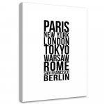 Feeby l&otilde;uenditr&uuml;kk, Paris London, Tokyo 40x60 must/valge