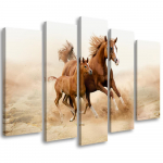 Viieosalise pildiga l&otilde;uenditr&uuml;kk Bay Horse Galop Nature 100x70 pruun