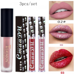 3TK/SET Laser Diamond Dream huulel&auml;ige l&auml;ikiv metallik huulel&auml;ige huulepalsam seksikas huulel&auml;ige Kosmeetika Veekindel kauap&uuml;siv huulepulk Matt huulepulk 3pcs/set