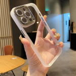 Iphone14 Pro Flash Drill Objektiiv Film HD L&auml;bipaistev akr&uuml;&uuml;list tagaplaat Mobiiltelefoni &uuml;mbris Silikoonist Pehme Raam 11 12 13 Pro Max iPhone 13 sinine