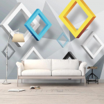 3D abstraktne geomeetriline kaasaegne tapeet seintele 3D elutuba diivan teler sein magamistuba kodukaunistus baari seinamaali kleebis 200 cm(W) x 140 cm(H)