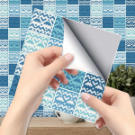 Sinine geomeetrilise plaadi kleebis K&ouml;&ouml;k Backsplash &Otilde;likindel vannituba Veekindel Kodukaunistused Seinakleebised Peel Stick Kunstimaaling 20*20cm*6Pcs