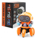 Tantsiv Robot M&auml;nguasi Elektriline Multifilm Kuue k&uuml;&uuml;nega Robot Tantsumuusika Kerge lastele Poisile T&uuml;drukule M&auml;nguasi Kingitus 1pc oranž