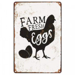 Farm Fresh Eggs Metallist plekist sildiplakat Chicken Egg Shabby Chic plekksildid metalltaldrik 20x30cm 20x30cm