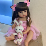 NPK 55 cm Bebe Doll Reborn Girl Pink Princess vannim&auml;nguasi, pehme kogu keha silikoon 55cm black