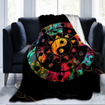 Moodne Tai Bagua Yin Yangi mustriga tekk diivanvoodi tool diivan vaba aja vaip Bagua massiiv &uuml;he seinavaibaga diivani tekk. 75x90cm