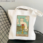 Naiste ostukott kass Kuu Tarot tr&uuml;kitud Kawaii kott Harajuku ostul&otilde;uend Ostekott t&uuml;drukute k&auml;ekott Tote &Otilde;lakott 24*26cm