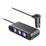 Auto Socket Lighter Splitter 3 pesa, 200W Auto Socket Lighter Adapter koos 20W PD3.0 USB C autolaadijaga, 18W QC3.0 Voltmeter Switch Outlet 12V/24V 13.8x6.6x3 must