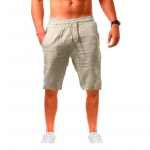 Uued meeste puuvillased linased l&uuml;hikesed p&uuml;ksid meeste suvised hingavad &uuml;hev&auml;rvilised linasest p&uuml;ksid Fitness t&auml;navar&otilde;ivad S-3XL XXXL hele khaki v&auml;rv