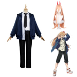 Anime Power Cosplay mootorsae mees Cosplay sinine jope p&uuml;ksid parukas neutraalne vormi&uuml;likond Halloweeni j&otilde;ulupeo kost&uuml;&uuml;m L-(Costume+Wig)