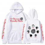Anime Seitse surmapattu Meliodas Elizabeth Diane Ban King Gowther Merlin Escanor Logo Hoodies Harajuku Unisex dressipluus S valge