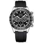 Luksuslikud 100M veekindlad k&auml;ekellad Safiirklaasist helendav automaatne n&auml;dalakell Meeste kummist mehaanilisest terasest k&auml;ekell