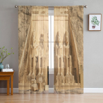 Egiptuse ajalooline p&auml;rand kunst iidne t&uuml;ll l&auml;bipaistva akna kardinad elutuppa Magamistoa kaasaegsed Voile organza kardinad kardinad W135 x H115cm x1