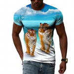 Uusaasta Animal Tiger graafilised t-s&auml;rgid Meestele Suvemood vabaaja Hip Hop harajuku stiilis t-s&auml;rk 3D Isikup&auml;ra Tr&uuml;ki T-s&auml;rk S
