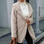 Naiste kapuutsiga lahtine kahepoolne pl&uuml;&uuml;sis &uuml;hev&auml;rviline kampsun jakk S pruun