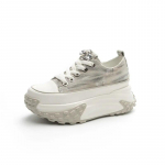 Fujini 6 cm teksariidest ehtsast nahast platvormiga kiilujalatsid Tursked tossud vabaaja mugavad, k&otilde;rge kaubam&auml;rgiga kivist kevadised Blingi s&uuml;giskingad 36