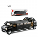 1/32 Scale H6 Pikendage limusiini survevalatud automudeli m&auml;nguasi, tagasit&otilde;mmatav m&auml;nguasi koos heli ja valgusega lastele V&auml;ikelapsele Poistele T&uuml;drukutele Kingikogu 1/32-22.5x6.5x5.5cm must