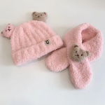 2tk Soe vasts&uuml;ndinu nokam&uuml;ts Mood Kawaii Cartoon Bear Imiku Heegeldatud Kapotiga sallid S&uuml;gistalvine Pehme m&uuml;ts roosa