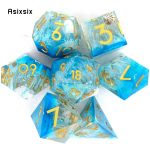 7 tk sinine kuldne number terava servaga vaigust t&auml;ringud mitmetahulised t&auml;ringud, mis sobivad rollim&auml;nguks RPG lauam&auml;nguks mitmev&auml;rviline