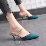 IELGY Baotou sandaalid naiste tikkne seemisnahk Kahe kande 34 must