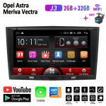 8-tolline autoraadio 2DIN Androidi multimeediumipleier Stereo Opel Astra HJ Vectra Vauxhall Antara Zafira Corsa C Vivaro Meriva Veda jaoks 2+32GB must