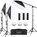 Andoer Studio Photography Light Kit Softboxi valgustuskomplekt 85W 2800K-5700K kahev&auml;rvilise temperatuuriga EU Plug must