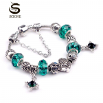 LUXY MOON Style naiste mood k&auml;ev&otilde;ru suurte aukudega teemanthelmestega DIY ehted 17cm roheline