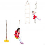 Lastele &otilde;ues puu otsas rippuv n&ouml;&ouml;riga ronimisredel aeda ja parki M&auml;nguv&auml;ljakule m&auml;ngimiseks &ndash; kollane