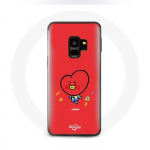 Coque pour Samsung Galaxy S9 Plus BTS Bangtan Gar&ccedil;ons BT21 TATA V Fond Rouge