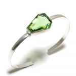 Natural Peridot Gemstone 925 Sterling Silver Cuff Bangle Adjustable n7d73