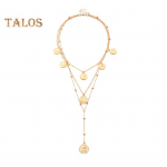 Kihilised kaelakeed Chic Circle m&uuml;ndihelmed ripatsiga kaelakeed Mitmekihilised reguleeritavad virnastatavad kaelakeed naiste t&uuml;drukutele kuldne