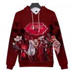 Hazbin Hotel Anime Hoodie Lipsuv&auml;rv Kapuuts T&auml;navar&otilde;ivad Multikad tr&uuml;kitud kapuutsiga dressipluus Mehed Naiste Cosplay Spordipullorid L veinipunane v&auml;rv
