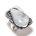 Natural Rainbow Moonstone Gemstone Handmade 925 Sterling Silver Ring Size 9 f1h30