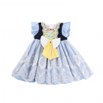 T&uuml;drukute suvine sinine kleit Lolita Baby Fairy Printsessi kleit &Otilde;htukleit Tutu Sweet Bow pits tikandiga talje A-joonega kookkleit 130 sinine