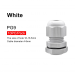 Veekindel kaablitihend 10 tk kaabli sisestus IP68 PG7 PG9 PG11 PG13.5 PG16 valge must nailonplastist pistik White PG9