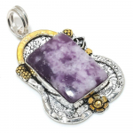 Natural Lepidolite Gemstone 925 Sterling Silver Two Tone Pendant 2.29 b4n81
