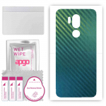 apgo Kaitsev nahakleebis seljale, mis &uuml;hildub LG G7 ThinQ-ga, &uuml;mbriskilega, fooliumiga, vin&uuml;&uuml;liga &ndash; mustriga s&uuml;sinik-kameeleon CAKA1