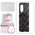 apgo Protective Skin Sticker for the back compatible with Samsung Galaxy Fold, Wrap Film, Foil, Vinyl - Pattern Carbon Black Pixel
