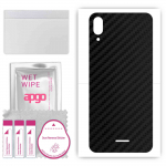apgo Protective Skin Sticker for the back compatible with Wiko Y80, Wrap Film, Foil, Vinyl - Pattern Carbon Black