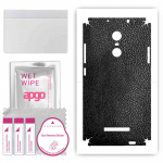 apgo Protective Skin Sticker for the back+sides compatible with Xiaomi Redmi Note 3 Note 3 Pro, Full Wrap Film, Foil, Vinyl - Pattern Black Leather
