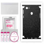 apgo Protective Skin Sticker for the back+sides compatible with Oppo F7, Full Wrap Film, Foil, Vinyl - Pattern Black Honeycomb