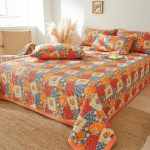 Flower Printed Blanket for Bed Cotton Pastoral Style Bedspread Home Bed Decoraive Quilted Comforter (pillowcase need order) 160x230cm 1pc