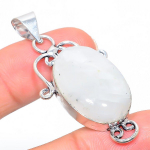 Natural Rainbow Moonstone Gemstone 925 Sterling Silver Pendant 2.05 p7u11