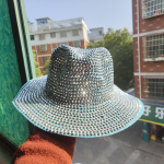Lava Naiste Fedora K&auml;sitsi valmistatud Rhinestone T&auml;ielikult Teemantidega M&uuml;ts Meeste ja Naiste UK V&auml;li S&auml;rav Teemant V&auml;lk Teemant M55-58cm gray