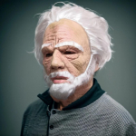 Realistlik lateksist vanamehe mask, inimpea, karnevalikost&uuml;&uuml;m, kleit, Halloweeni pidu, kortsudega vanaisa Halloweeni tarvikud valge