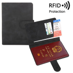 Naised Mehed RFID passi kate &Auml;ri-ID pangakaardi passi kaaned PU nahast passihoidja &uuml;mbris reisitarvikud must