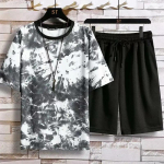 Meeste vabaaja spordi&uuml;likond 2023, suvine uus j&auml;&auml;siidist l&uuml;hikeste varrukatega T-s&auml;rk l&uuml;hikeste p&uuml;kste komplekt Stiilne sobiv meeste riietus 2XL