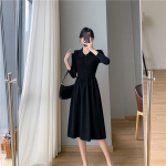 Naiste s&uuml;gisene valge must kootud pikk kleit kontori &uuml;hev&auml;rvilised kleidid One Size lilla