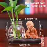 1 tk loominguline h&uuml;dropooniline vaas, lilleseade Little Monk, klaasist vaas, taime lillepott