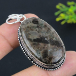 Larvikite Stone Gemstone Handmade 925 Sterling Silver Jewelry Pendant 2.25 q8s81